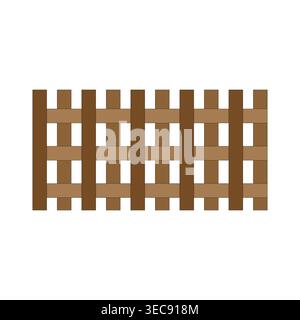 Wooden picket fence. Brown flat vector barrier. Simple garden enclosure. Agriculture boundary element. Stock Vector