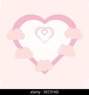 Romantic heart Vector. Beautifully soft cloud. Pink love shape. Sweet atmospheric pink background. Stock Vector