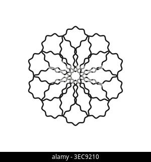 Floral abstract pattern. Wavy line mandala. Round symmetrical Vector ornament. Decorative bloom element. Stock Vector