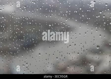 Raindrops On A Window Overlooking The Thames River Stock Photo