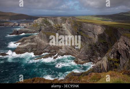 Kerry Cliffs and coastal view on wild Atlantic way, Portmagee,Kerry,Ireland Stock Photo