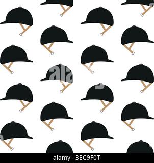 Vector seamless pattern of horse riding helmet Stock Vector