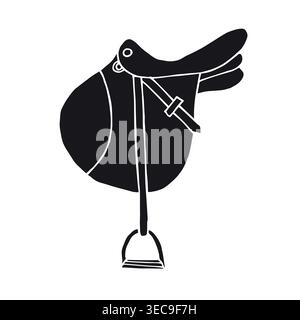 Vector hand drawn doodle sketch horse saddle  Stock Vector