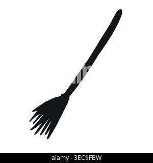 Vector hand drawn broom silhouette Stock Vector