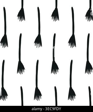 Vector seamless pattern of hand draw colored broom Stock Vector