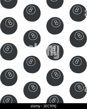 Vector seamless pattern of hand drawn 8 ball Stock Vector