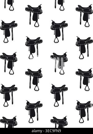 Vector seamless pattern of horse riding saddle Stock Vector