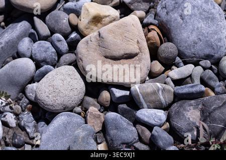 Riverbed Rocks Along Bighorn River Stock Photo
