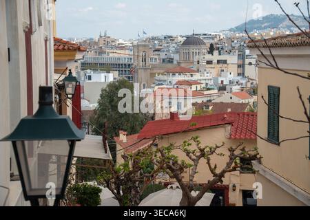 Rooftop View Overlooking Central Athens from Plaka Stock Photo