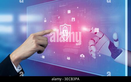 AI assists in building intelligent cybersecurity systems that automate threat detection, monitor network activity, and strengthen digital protection a Stock Photo