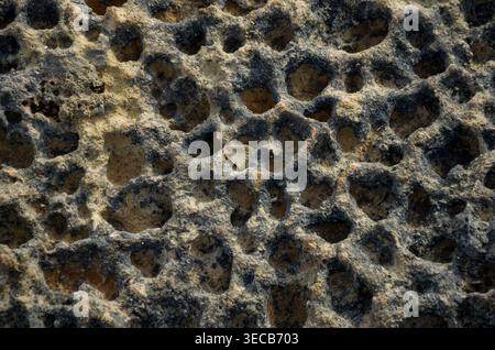 Close-Up of Weathered Limestone Texture Stock Photo