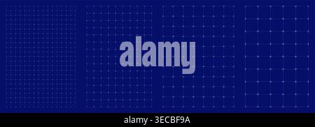 Blueprint grid set dotted axis geometry, four scale variations. Wide medium dense micro spacing comparison, engineering layouts dashboards notebook pages interface planning systems technology graphics Stock Vector