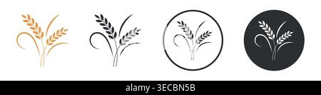 Collection of Farm Wheat Ears Harvest Decorative Element isolated on transparent background. vector stock illustration Stock Vector