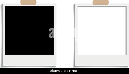 Realistic blank White Polaroid Photo Frame Set – Realistic Polaroid Frames and Photo Mockup Collection with Shadows vector illustration Stock Vector