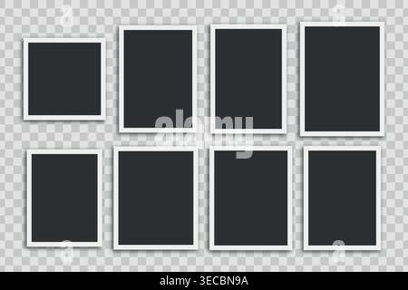 Realistic blank White Polaroid Photo Frame Set – Realistic Polaroid Frames and Photo Mockup Collection with Shadows vector illustration Stock Vector