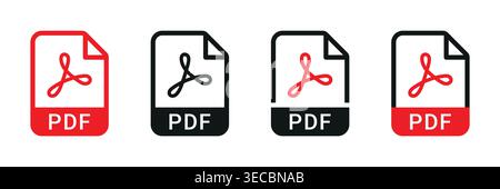 PDF Document Icon Set. Download PDF format signs. PDF file format icon.PDF file download icon for web and interface design vector illustration Stock Vector
