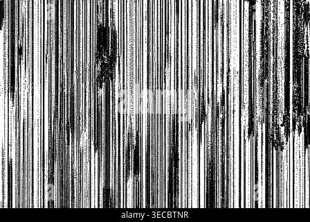 Black and White Vertical Stripe Glitch Distressed Abstract Line Texture Stock Vector