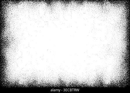 Black Grunge Border Frame on White Distressed Texture Background Template Stock Vector