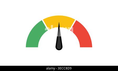 Performance speedometer gauge collection in a flat vector format, covering customer satisfaction, credit, risk, and speed. Stock Vector