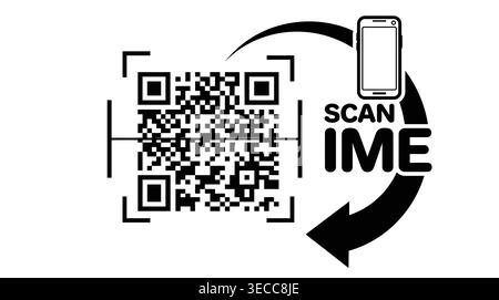 QR code scanner mobile collection, minimalist black monochrome style, barcode reading, digital payments, and verification Stock Vector