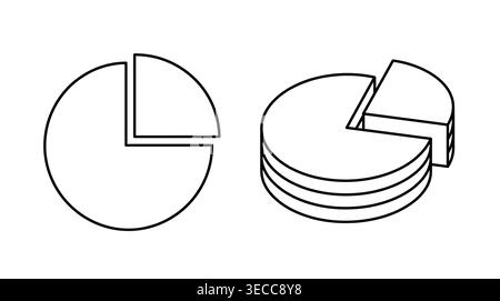 Data pie chart business icon collection in minimal outline style, statistics, analytics, reporting, metrics, and segments. Stock Vector
