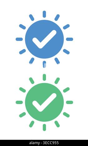 Task completion notification icon collection in flat style, featuring approval, acceptance, success, verification, and validation. Stock Vector