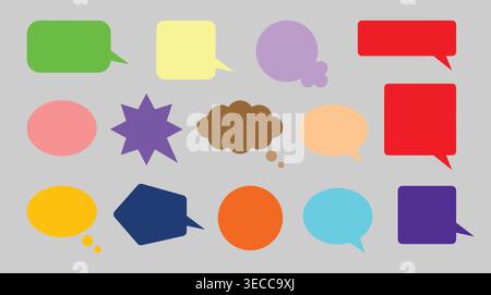 Communication speech bubbles bubble collection in flat shapes, dialogue, conversation, chat, messaging, and information. Stock Vector