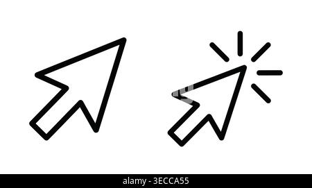 Computer interface pointer collection in simple flat monochrome, navigation, interaction, selection, screen, and focus Stock Vector