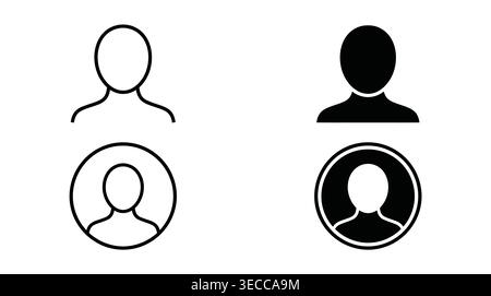 User profile interface icon collection in linear and solid styles, accounts, contacts, identity, personal, and membership. Stock Vector