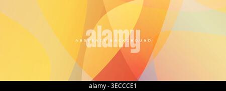 Warm colorful translucent shapes overlap in soft layered composition with sunlit gradients, warm orange and peach tones, rounded curves and subtle Stock Vector