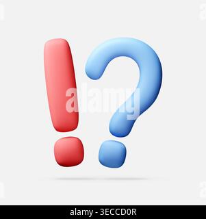 Exclamation mark and question mark 3d. Stock Vector