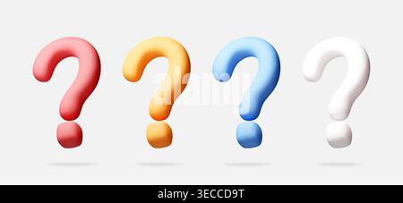 Set of colorful 3D question mark icons Stock Vector