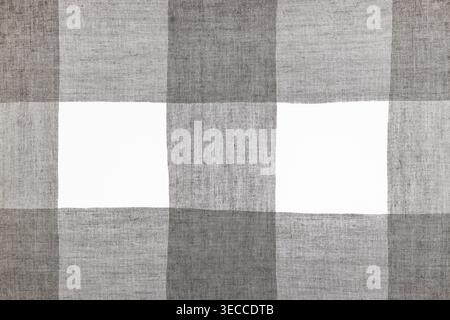 Grey and white plaid woven cotton cloth material Stock Photo