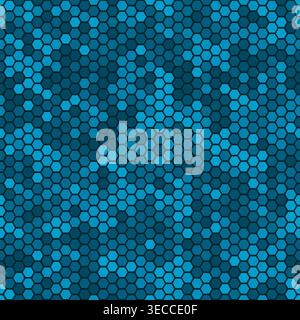 Camouflage seamless pattern with denim blue hexagonal endless geometric camo Stock Vector