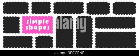 Black and white simple organic frames with wavy edges. Stock Vector