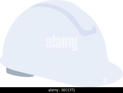 Simple illustration of a white protective hard hat with a rounded shell and short brim Stock Vector