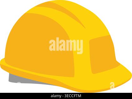 Simple illustration of a yellow protective hard hat with a smooth shell and front brim Stock Vector