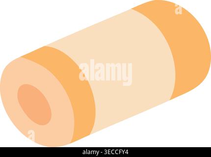 Simple illustration of a rolled beige bandage shown as a cylindrical medical wrap Stock Vector