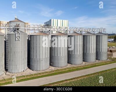 A view shows grain silos and processing facilities at the Leefood ...