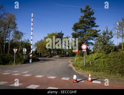 'T HARDE - The entrance to the military training ground near 't Harde in Gelderland, one day after the exceptionally large wildfire. The fire started during a military exercise on the shooting range. SEM VAN DER WAL / ANP netherlands out - belgium out Stock Photo