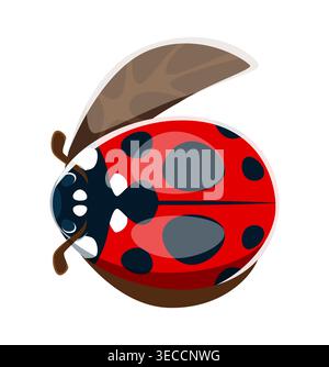 Ladybug font typeface cartoon number 6 six Stock Vector