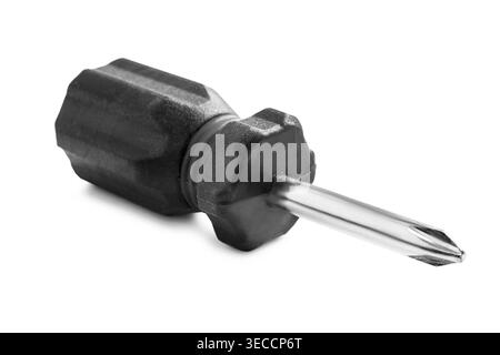 Small crosshead screwdriver lying isolated on white background Stock Photo