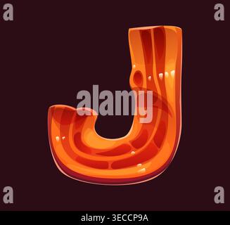 Cartoon barbecue font, BBQ bacon strip J letter Stock Vector