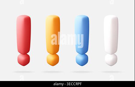 Colorful exclamation marks in 3d style. Stock Vector
