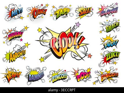 Comic pop art sound effect, speech bubbles explode Stock Vector