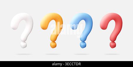 Four colorful 3D question marks isolated Stock Vector
