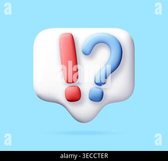 Exclamation and question mark in 3D speech bubble Stock Vector