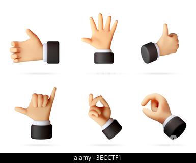 Set of 3d human hand gesture icons. Stock Vector