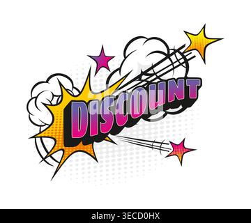 Cartoon retro discount comic speech bubble Stock Vector