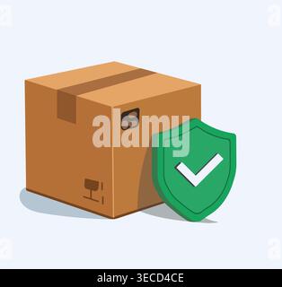 Online shopping and delivery concept, parcel box shipping illustration Stock Vector